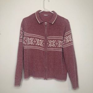 Pink fair isle zip up